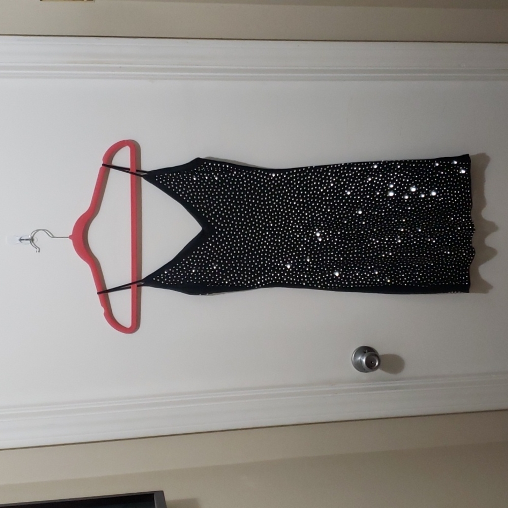 Windsor, size medium, shiny, little black dress, with sparkly rhinestones